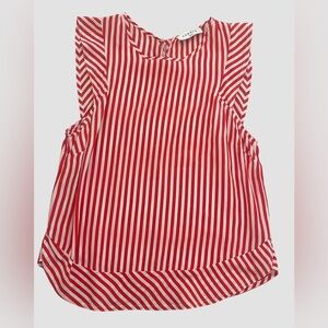 Sandro Paris 100% Silk Striped Print Red Blouse - Size 1 (Small) - Excellent